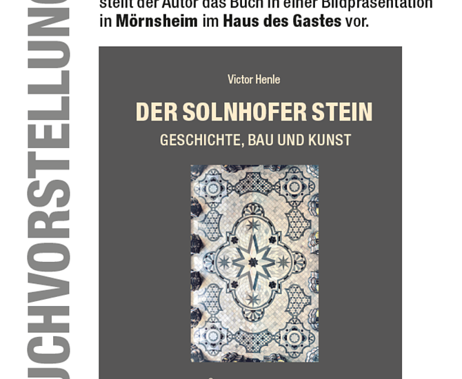Buchvorstellung am 4. Dezember 2025, 19 Uhr in Mörnsheim Haus des Gastes, Buchcover Der Solnhofer Stein von Victor Henle.